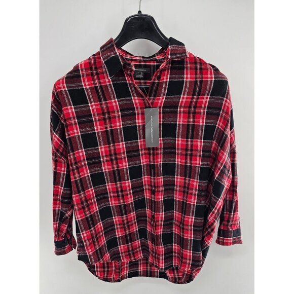 NEW!!! French Connection Men's Flannel Plaid Shirt Size Large‎ - Picture 1 of 5